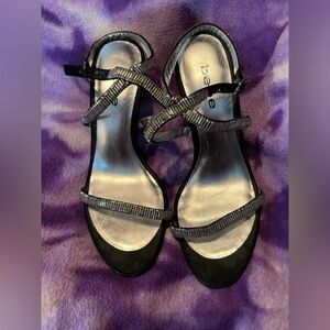🖤Bebe Black Heeled Sandals with Straps